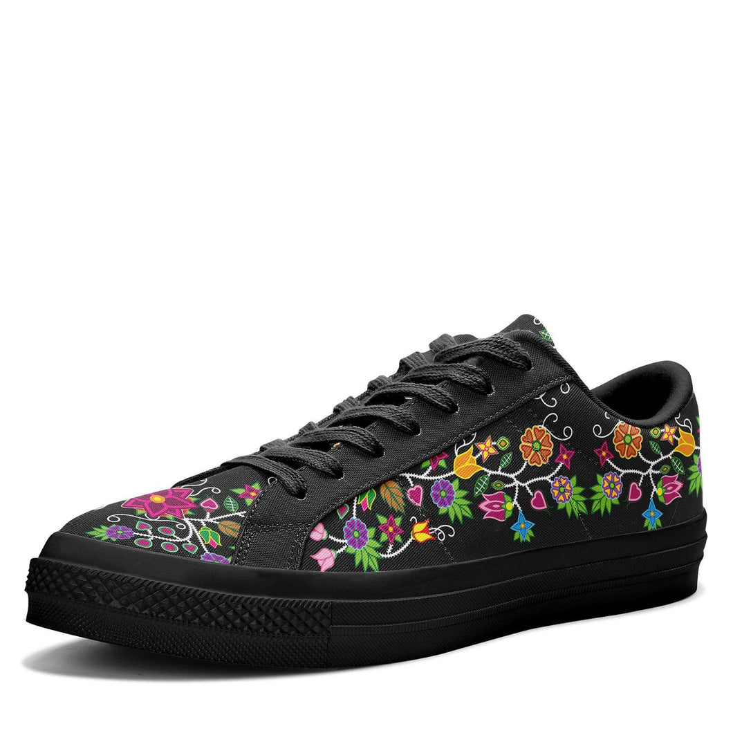 Floral Beadwork - 01 Aapisi Low Top Canvas Shoes Black Sole 49 Dzine 