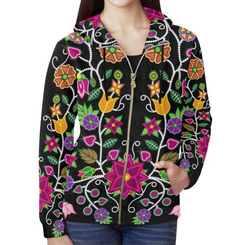 Floral Beadwork-01 All Over Print Full Zip Hoodie for Women (Model H14) All Over Print Full Zip Hoodie for Women (H14) e-joyer 