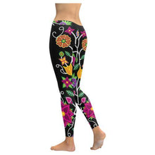 Load image into Gallery viewer, Floral Beadwork-01 Low Rise Leggings (Invisible Stitch) (Model L05) Low Rise Leggings (Invisible Stitch) (L05) e-joyer 
