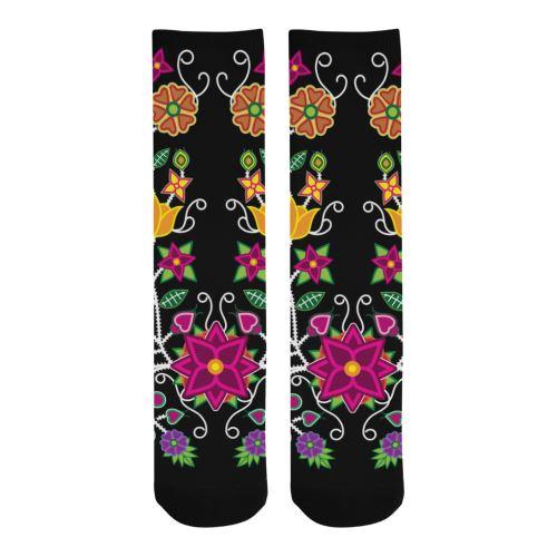 Floral Beadwork-01 Trouser Socks Socks e-joyer 