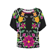 Load image into Gallery viewer, Floral Beadwork-01 Women&#39;s Batwing-Sleeved Blouse T shirt (Model T44) Women&#39;s Batwing-Sleeved Blouse T shirt (T44) e-joyer 
