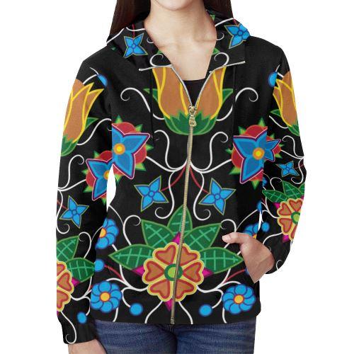 Floral Beadwork-02 All Over Print Full Zip Hoodie for Women (Model H14) All Over Print Full Zip Hoodie for Women (H14) e-joyer 