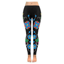 Load image into Gallery viewer, Floral Beadwork-02 Low Rise Leggings (Invisible Stitch) (Model L05) Low Rise Leggings (Invisible Stitch) (L05) e-joyer 
