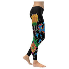 Load image into Gallery viewer, Floral Beadwork-02 Low Rise Leggings (Invisible Stitch) (Model L05) Low Rise Leggings (Invisible Stitch) (L05) e-joyer 
