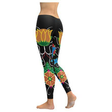 Load image into Gallery viewer, Floral Beadwork-02 Low Rise Leggings (Invisible Stitch) (Model L05) Low Rise Leggings (Invisible Stitch) (L05) e-joyer 
