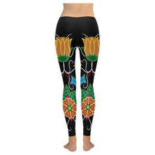 Load image into Gallery viewer, Floral Beadwork-02 Low Rise Leggings (Invisible Stitch) (Model L05) Low Rise Leggings (Invisible Stitch) (L05) e-joyer 
