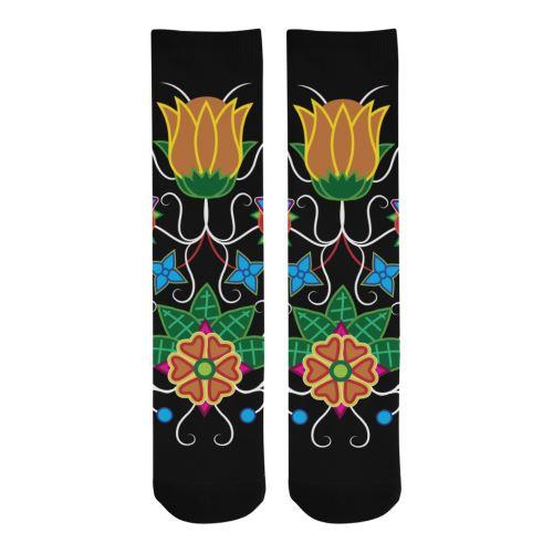 Floral Beadwork-02 Trouser Socks Socks e-joyer 