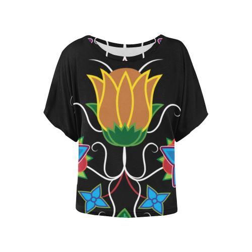 Floral Beadwork-02 Women's Batwing-Sleeved Blouse T shirt (Model T44) Women's Batwing-Sleeved Blouse T shirt (T44) e-joyer 