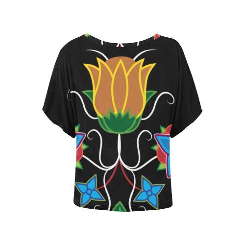 Floral Beadwork-02 Women's Batwing-Sleeved Blouse T shirt (Model T44) Women's Batwing-Sleeved Blouse T shirt (T44) e-joyer 