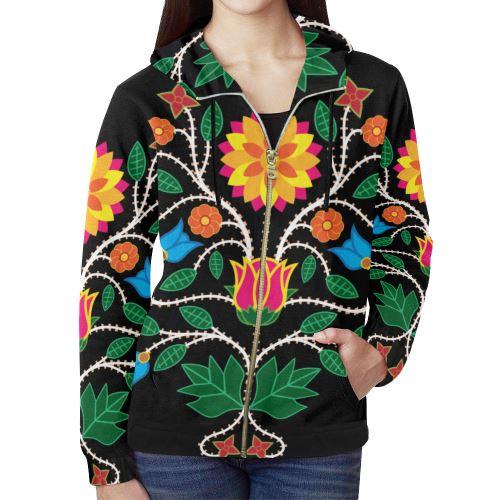 Floral Beadwork-03 All Over Print Full Zip Hoodie for Women (Model H14) All Over Print Full Zip Hoodie for Women (H14) e-joyer 