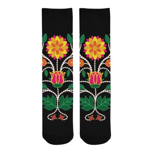 Floral Beadwork-03 Trouser Socks Socks e-joyer 