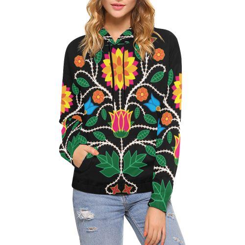 Floral Beadwork-03 Women's All Over Print Hoodie (USA Size) (Model H13) Hoodies e-joyer 