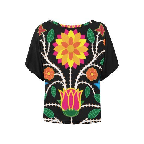 Floral Beadwork-03 Women's Batwing-Sleeved Blouse T shirt (Model T44) Women's Batwing-Sleeved Blouse T shirt (T44) e-joyer 