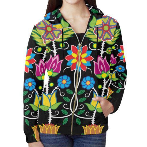Floral Beadwork-04 All Over Print Full Zip Hoodie for Women (Model H14) All Over Print Full Zip Hoodie for Women (H14) e-joyer 
