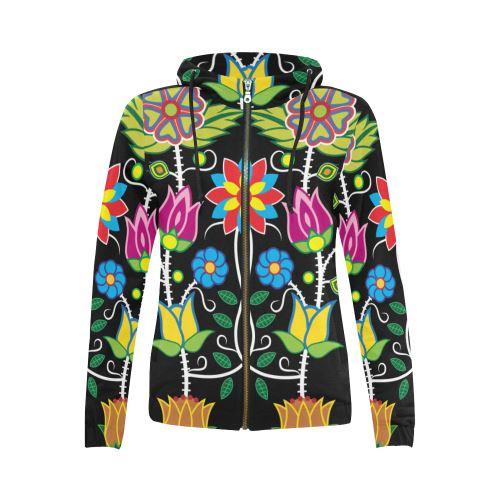 Floral Beadwork 04 Full Zip Hoodie by 49 Dzine