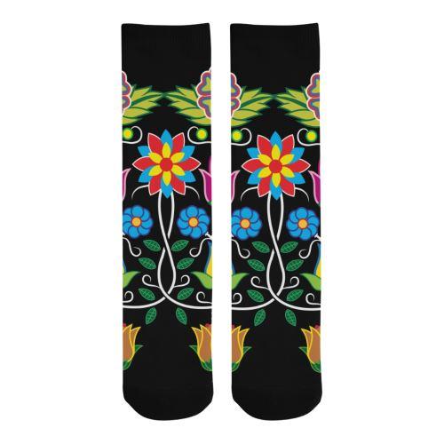 Floral Beadwork-04 Trouser Socks Socks e-joyer 