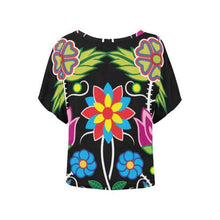 Load image into Gallery viewer, Floral Beadwork-04 Women&#39;s Batwing-Sleeved Blouse T shirt (Model T44) Women&#39;s Batwing-Sleeved Blouse T shirt (T44) e-joyer 
