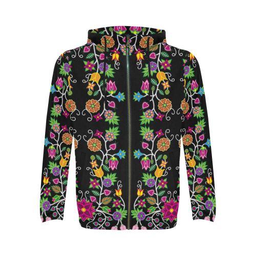 Floral Beadwork All Over Print Full Zip Hoodie for Men (Model H14) All Over Print Full Zip Hoodie for Men (H14) e-joyer 
