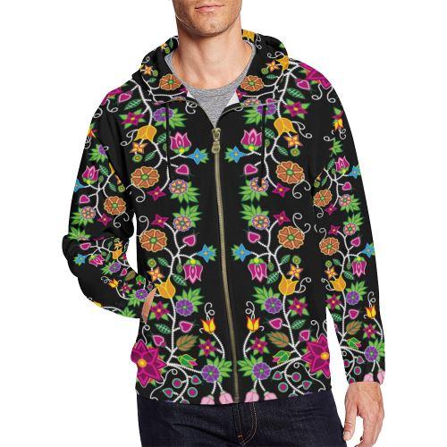 Floral Beadwork All Over Print Full Zip Hoodie for Men (Model H14) All Over Print Full Zip Hoodie for Men (H14) e-joyer 