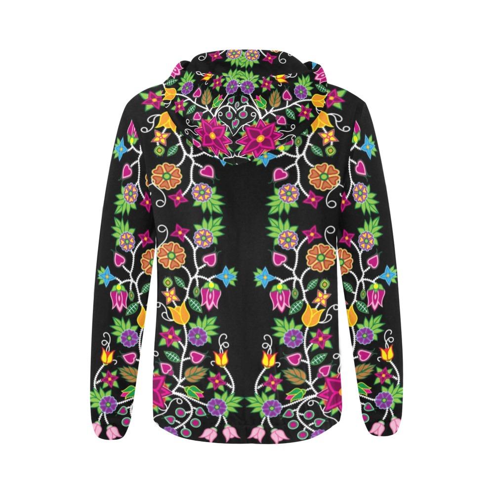 Floral Beadwork All Over Print Full Zip Hoodie for Women (Model H14) hoodie e-joyer 