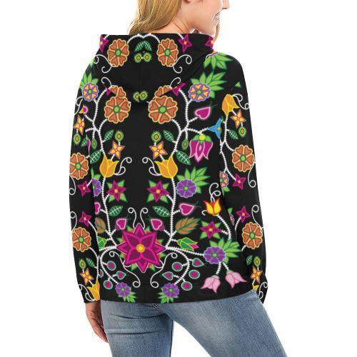 Floral Beadwork All Over Print Hoodie for Women (USA Size) (Model H13) All Over Print Hoodie for Women (H13) e-joyer 