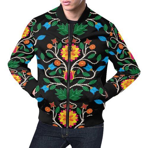 Floral Beadwork Four Clans All Over Print Bomber Jacket for Men/Large Size (Model H19) All Over Print Bomber Jacket for Men/Large (H19) e-joyer 