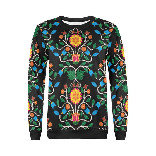 Floral Beadwork Four Clans All Over Print Crewneck Sweatshirt for Women (Model H18) Crewneck Sweatshirt for Women (H18) e-joyer 