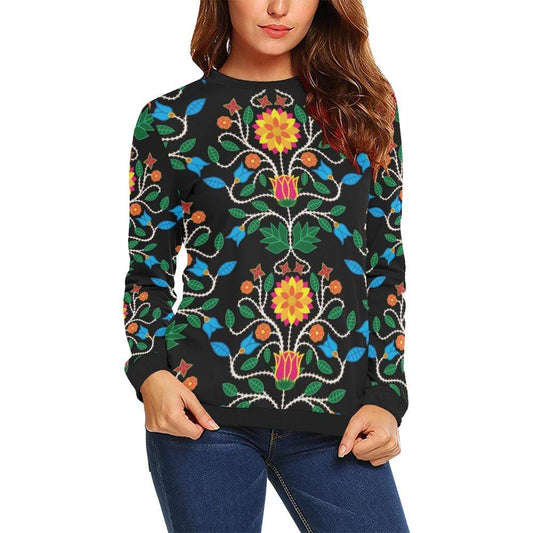 Floral Beadwork Four Clans All Over Print Crewneck Sweatshirt for Women (Model H18) Crewneck Sweatshirt for Women (H18) e-joyer 