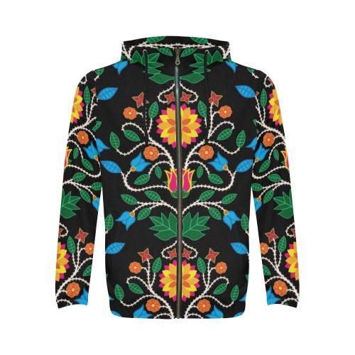 Floral Beadwork Four Clans All Over Print Full Zip Hoodie for Men (Model H14) All Over Print Full Zip Hoodie for Men (H14) e-joyer 