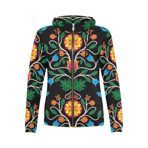 Floral Beadwork Four Clans All Over Print Full Zip Hoodie for Women (Model H14) All Over Print Full Zip Hoodie for Women (H14) e-joyer 