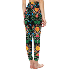 Load image into Gallery viewer, Floral Beadwork Four Clans All Over Print High-Waisted Leggings (Model L36) High-Waisted Leggings (L36) e-joyer 
