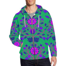 Load image into Gallery viewer, Floral Beadwork Four Clans Deep Lake All Over Print Full Zip Hoodie for Men (Model H14) All Over Print Full Zip Hoodie for Men (H14) e-joyer 
