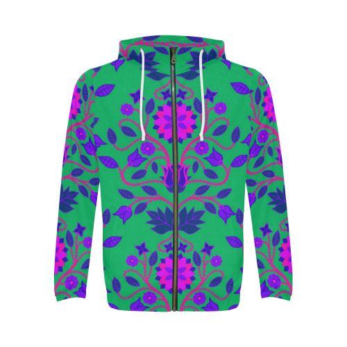 Floral Beadwork Four Clans Deep Lake All Over Print Full Zip Hoodie for Men (Model H14) All Over Print Full Zip Hoodie for Men (H14) e-joyer 