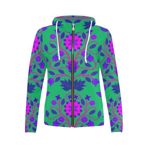Floral Beadwork Four Clans Deep Lake All Over Print Full Zip Hoodie for Women (Model H14) All Over Print Full Zip Hoodie for Women (H14) e-joyer 