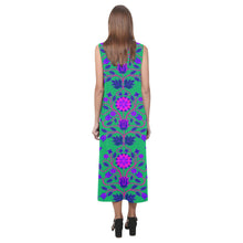 Load image into Gallery viewer, Floral Beadwork Four Clans Deep Lake Phaedra Sleeveless Open Fork Long Dress (Model D08) Phaedra Sleeveless Open Fork Long Dress (D08) e-joyer 
