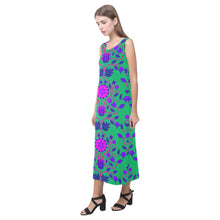 Load image into Gallery viewer, Floral Beadwork Four Clans Deep Lake Phaedra Sleeveless Open Fork Long Dress (Model D08) Phaedra Sleeveless Open Fork Long Dress (D08) e-joyer 
