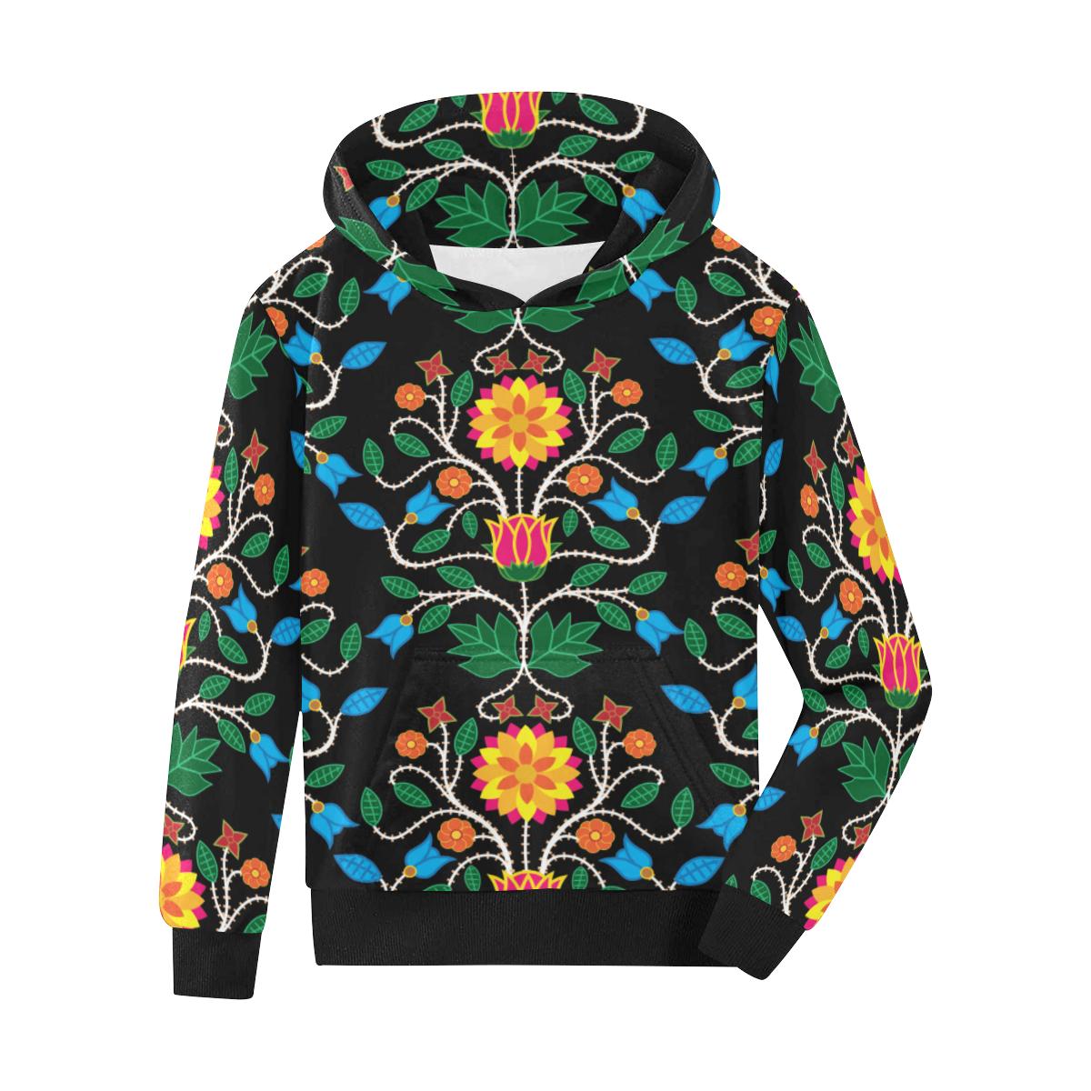 Floral Beadwork Four Clans Kids' All Over Print Hoodie (Model H38) Kids' AOP Hoodie (H38) e-joyer 