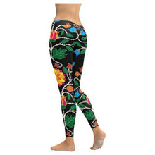 Load image into Gallery viewer, Floral Beadwork Four Clans Low Rise Leggings (Invisible Stitch) (Model L05) Low Rise Leggings (Invisible Stitch) (L05) e-joyer 
