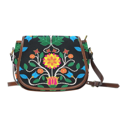 Floral Beadwork Four Clans Saddle Bag/Small (Model 1649) Full Customization Saddle Bag/Small (Full Customization) e-joyer 