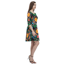 Load image into Gallery viewer, Floral Beadwork Four Clans Tethys Half-Sleeve Skater Dress(Model D20) Tethys Half-Sleeve Skater Dress (D20) e-joyer 
