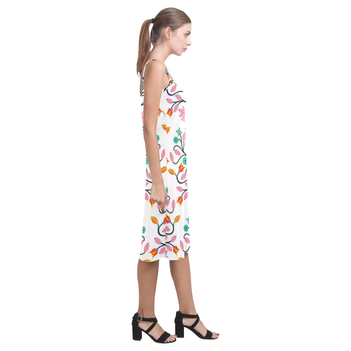 Floral Beadwork Four Clans White Alcestis Slip Dress (Model D05) Alcestis Slip Dress (D05) e-joyer 