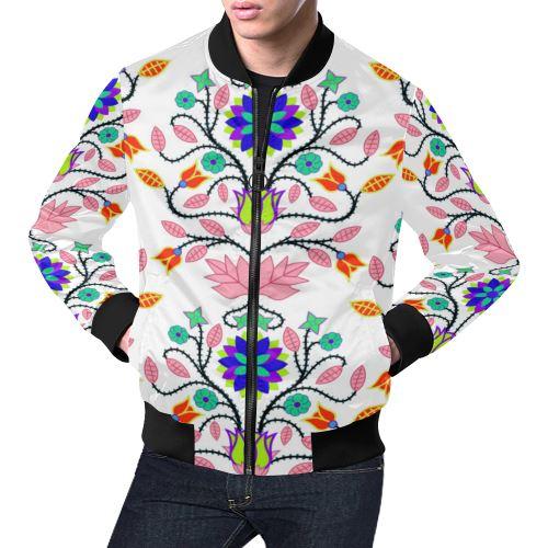 Floral Beadwork Four Clans White All Over Print Bomber Jacket for Men/Large Size (Model H19) All Over Print Bomber Jacket for Men/Large (H19) e-joyer 