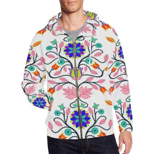 Floral Beadwork Four Clans White All Over Print Full Zip Hoodie for Men (Model H14) All Over Print Full Zip Hoodie for Men (H14) e-joyer 