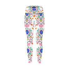 Load image into Gallery viewer, Floral Beadwork Four Clans White All Over Print High-Waisted Leggings (Model L36) High-Waisted Leggings (L36) e-joyer 
