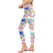 Load image into Gallery viewer, Floral Beadwork Four Clans White All Over Print High-Waisted Leggings (Model L36) High-Waisted Leggings (L36) e-joyer 
