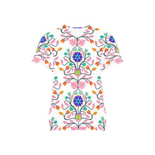 Load image into Gallery viewer, Floral Beadwork Four Clans White All Over Print Scrub Top Scrub Top e-joyer 
