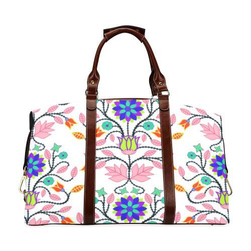 Floral Beadwork Four Clans White Classic Travel Bag (Model 1643) Remake Classic Travel Bags (1643) e-joyer 