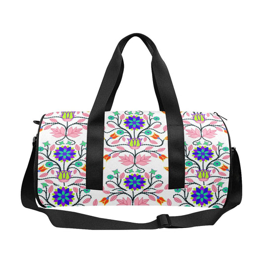 Floral Beadwork Four Clans White Duffle Bag (Model 1679) Duffle Bag (1679) e-joyer 