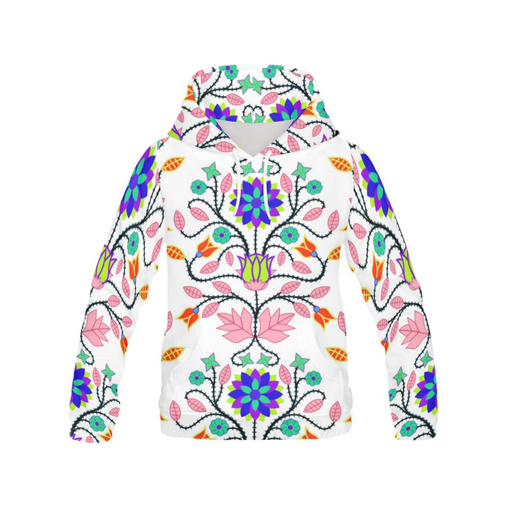 Floral Beadwork Four Clans White Hoodie for Men by 49 Dzine