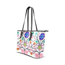 Load image into Gallery viewer, Floral Beadwork Four Clans White Leather Tote Bag/Large (Model 1640) Leather Tote Bag (1640) e-joyer 

